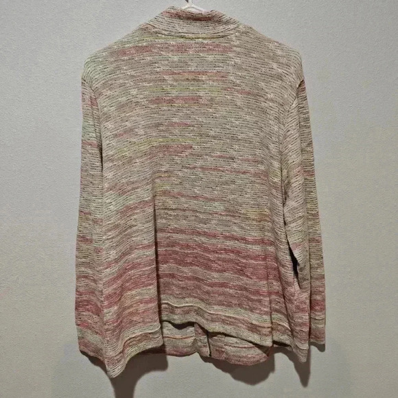 CJ Banks  Pastel Jacket 2X Full Zip Knit Rainbow Bohemian Chic Cotton Blend - Picture 2 of 7